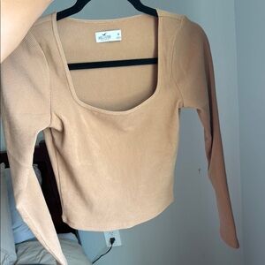 Hollister Tan Fitted Long Sleeve Blouse